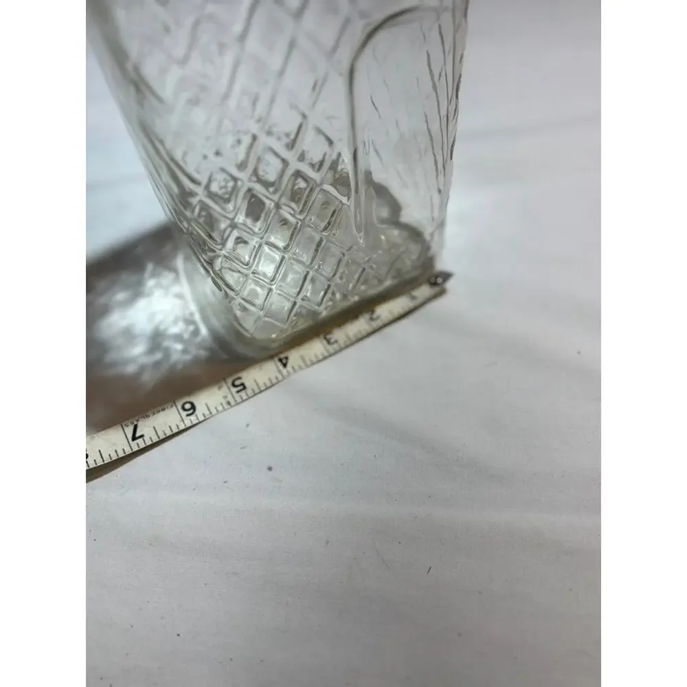 Vintage Clear Glass Diamond Pattern Pitcher